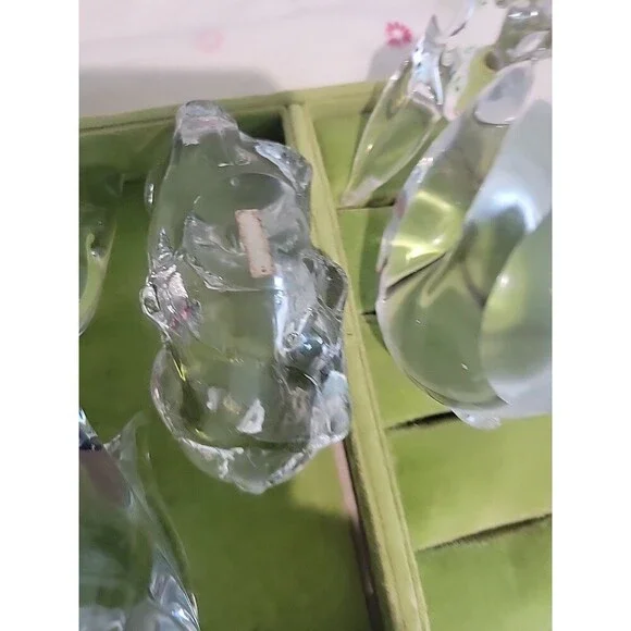 Vintage Clear Glass Animal Figures Paperweight Lot Of 6 MCM Mid Century Retro